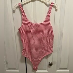 Garage Red & White Striped Bodysuit